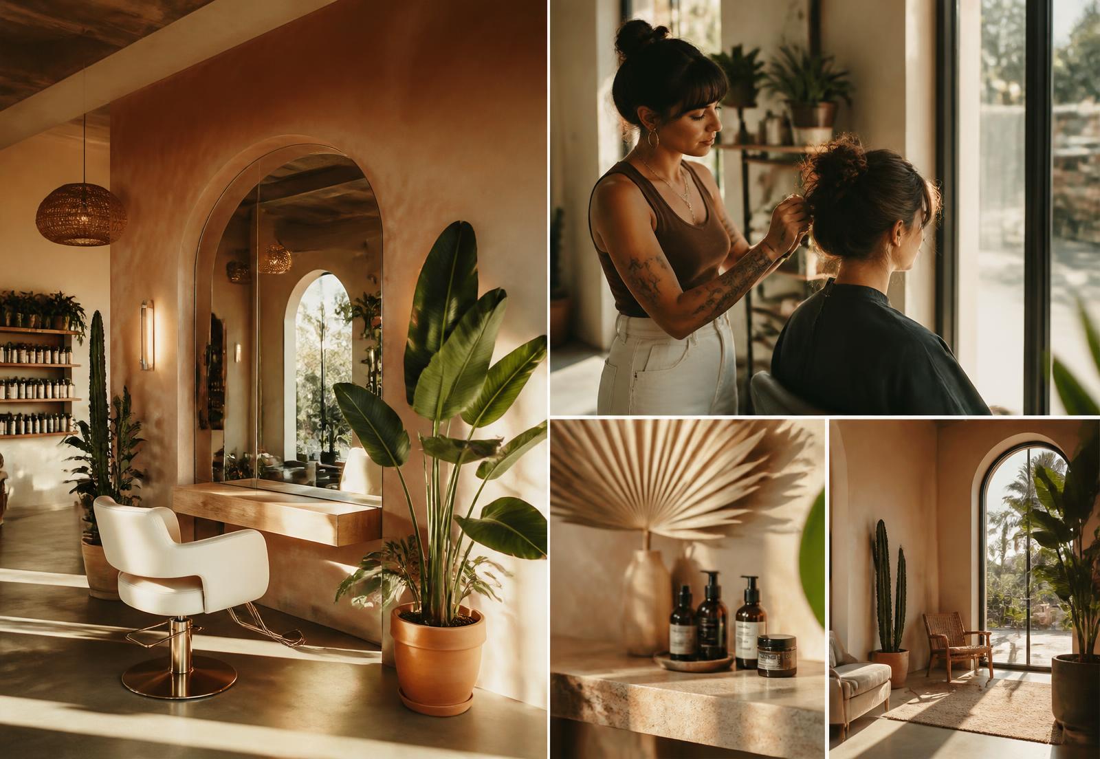 Sunlit Southern California beauty salon interior